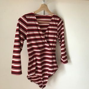 Anthropologie Striped Wrapped Body Suit
